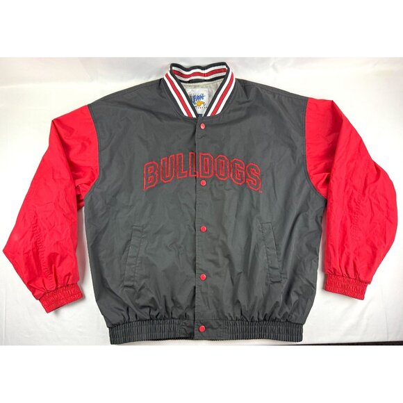 Georgia Bulldogs Jacket Men's Large Black Red Vintage Official Fan Sportswear - Picture 1 of 8